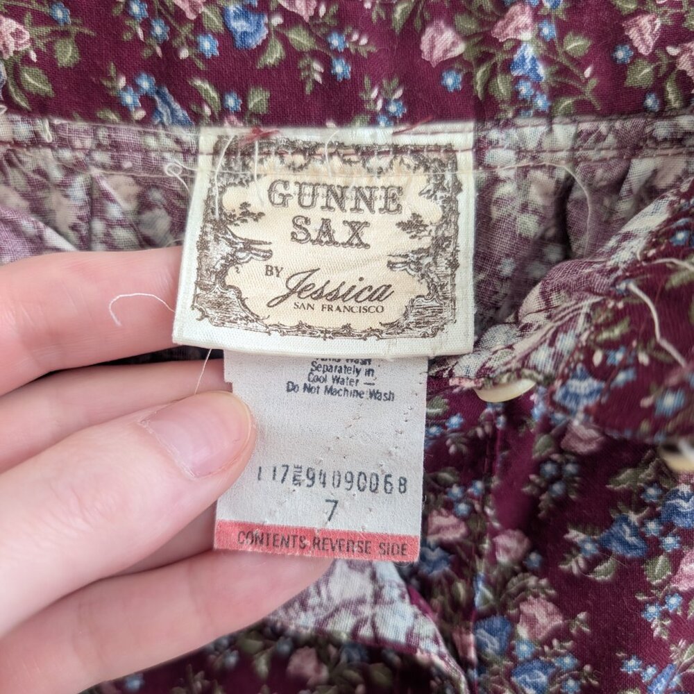 Vintage Gunne Sax Prairie Skirt in Burgundy Floral XXS - Picture 4 of 6